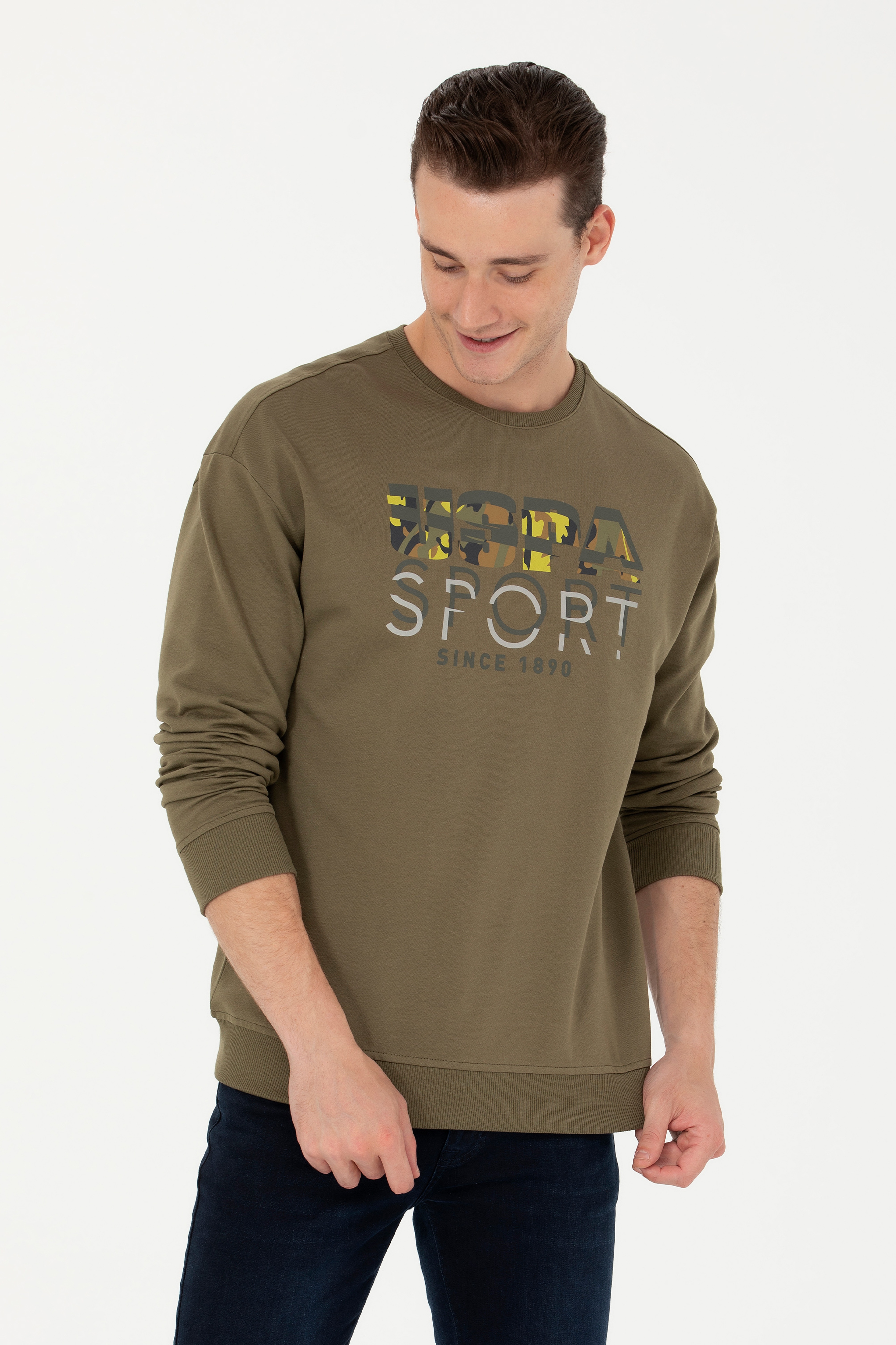 Erkek Haki Sweatshirt - Image 2