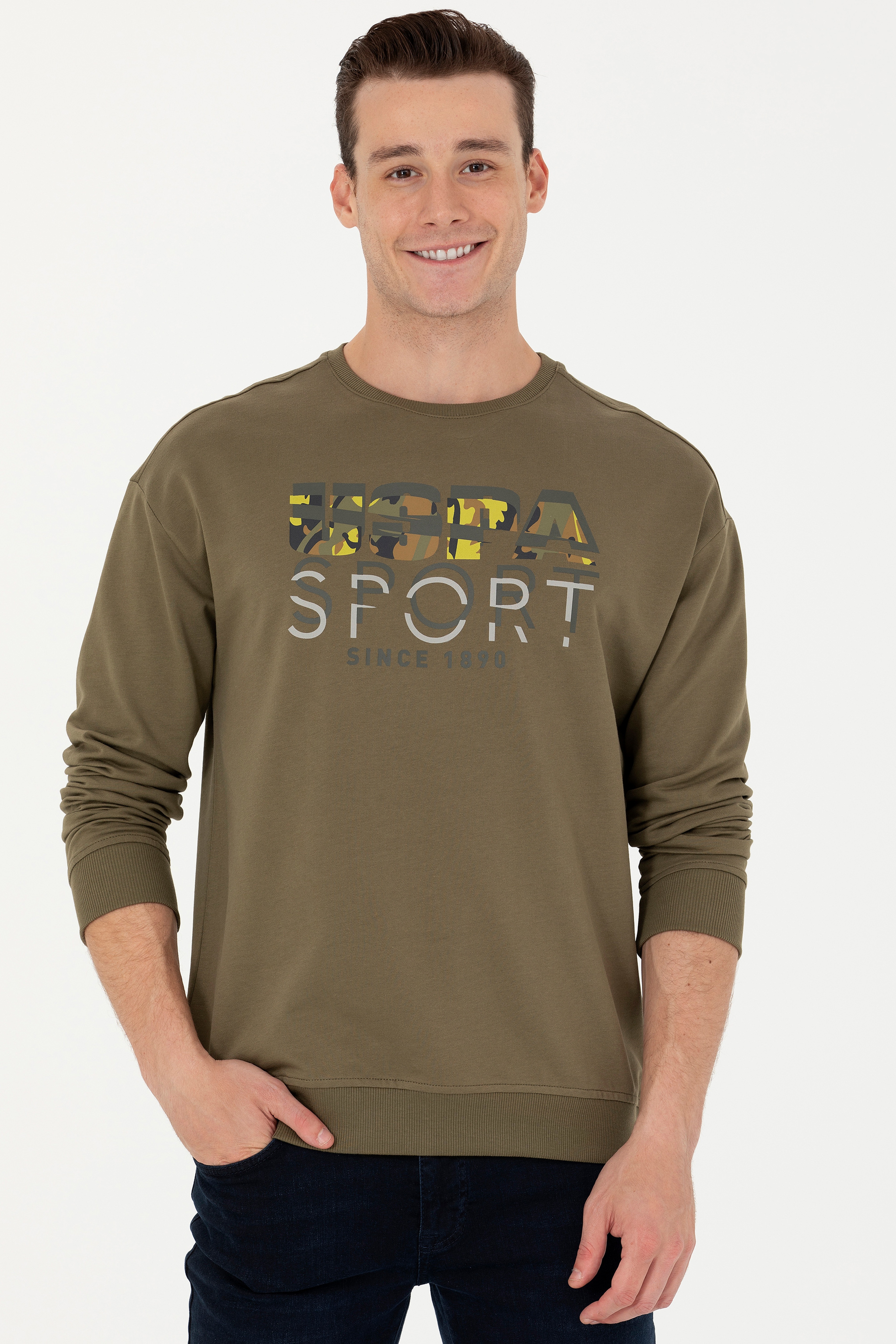 Erkek Haki Sweatshirt - Image 4