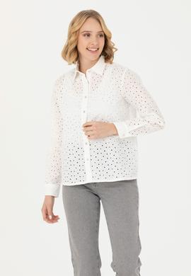 Kadın Beyaz Uzun Kollu Gömlek - 50271508018