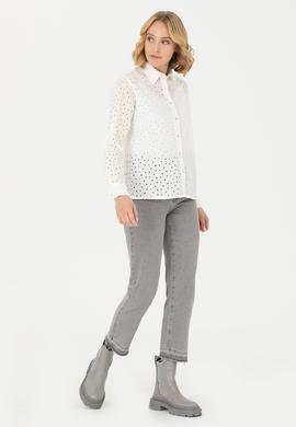 Kadın Beyaz Uzun Kollu Gömlek - 50271508018