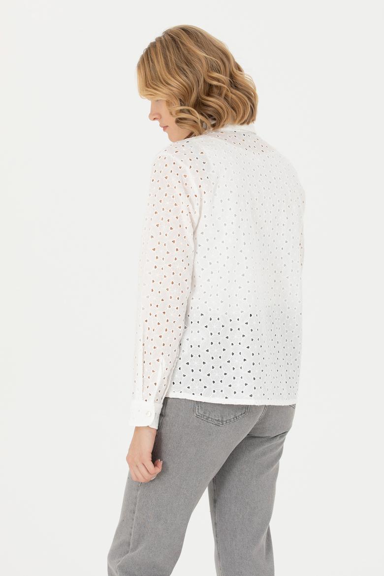 Kadın Beyaz Uzun Kollu Gömlek - 50271508018