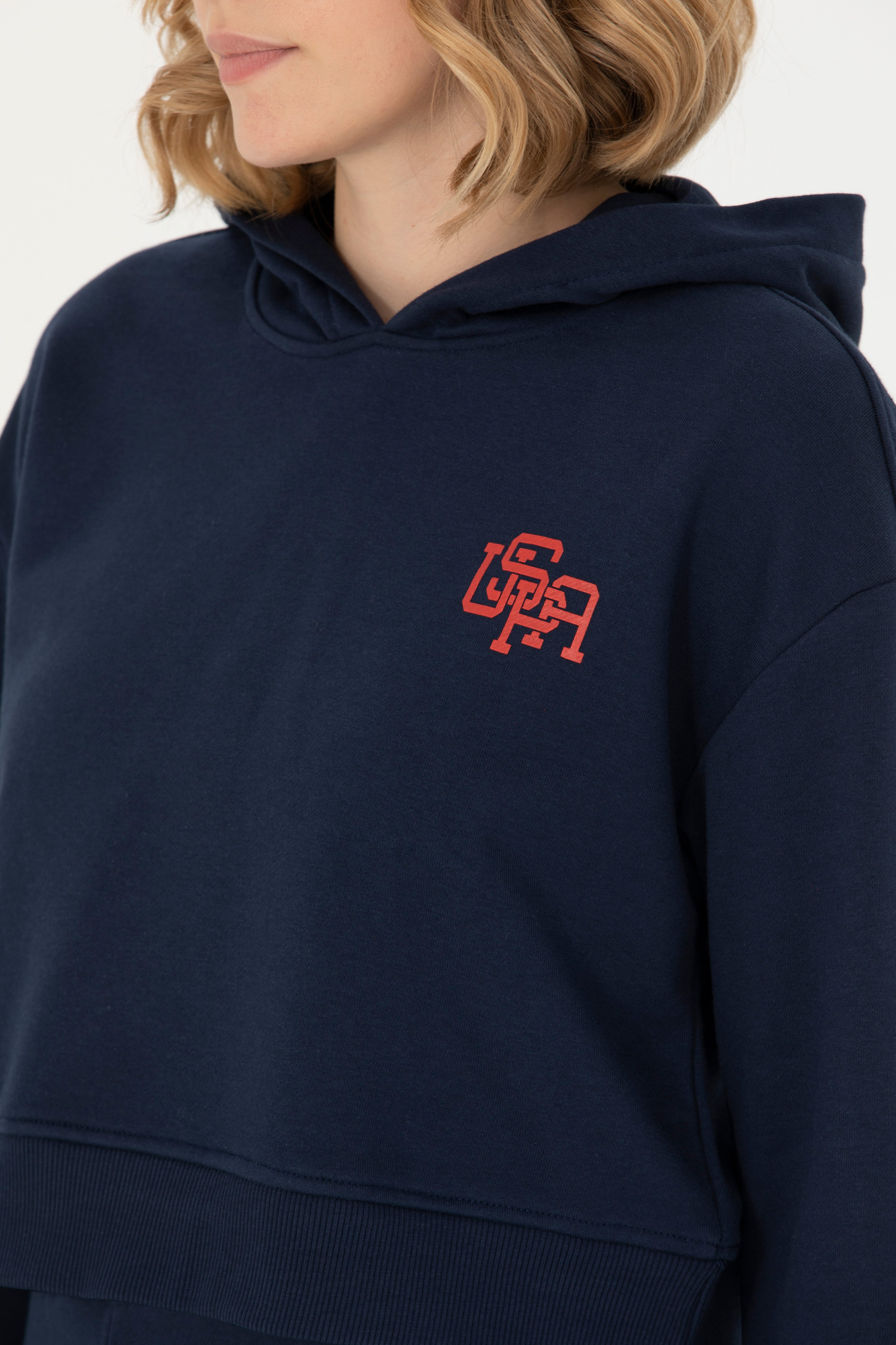 Kadın Lacivert Kapüşonlu Sweatshirt - Image 7