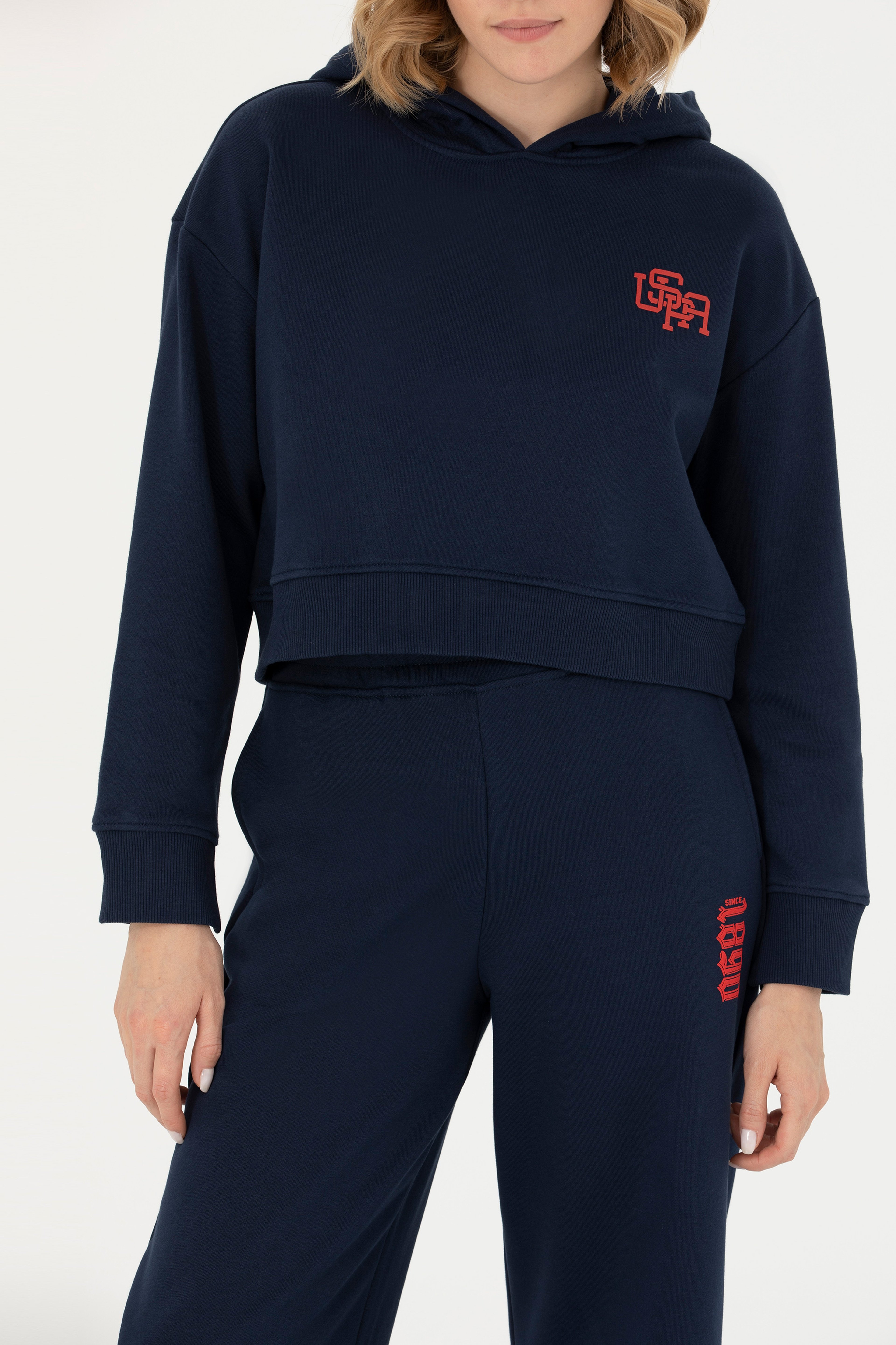 Kadın Lacivert Kapüşonlu Sweatshirt - Image 6