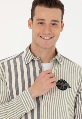 Erkek Çizgili Lacivert Gömlek - 50272366005