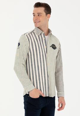 Erkek Çizgili Lacivert Gömlek - 50272366005