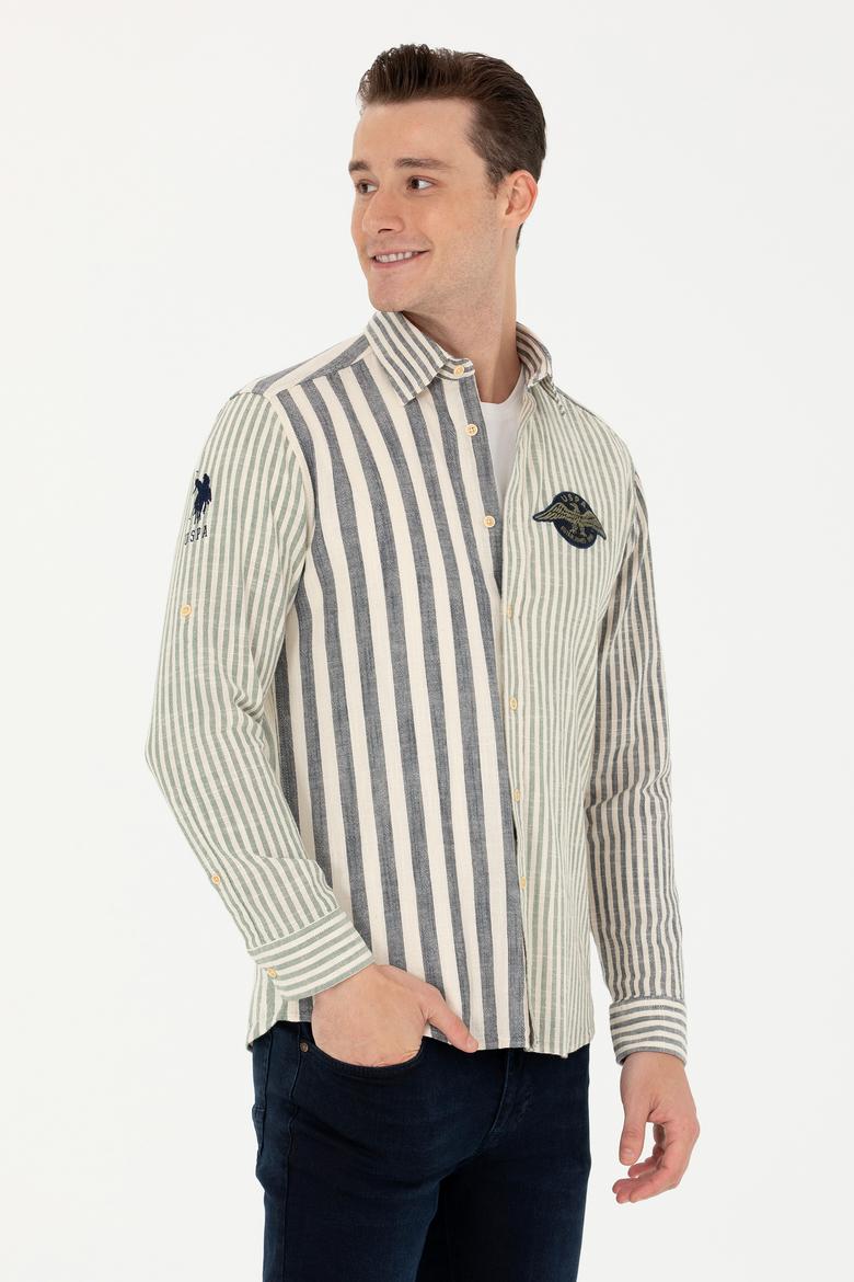 Erkek Çizgili Lacivert Gömlek - 50272366005