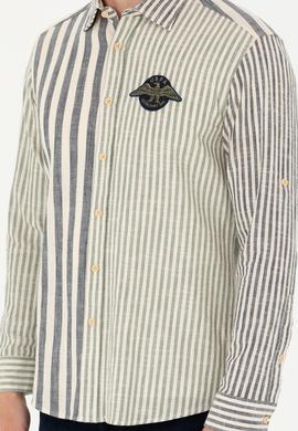 Erkek Çizgili Lacivert Gömlek - 50272366005