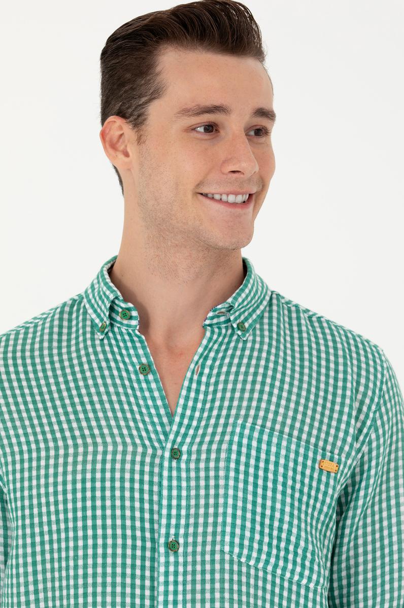 Erkek Yeşil Uzun Kollu Gömlek