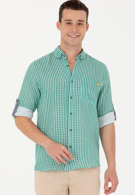 Erkek Yeşil Uzun Kollu Gömlek - 50263586037