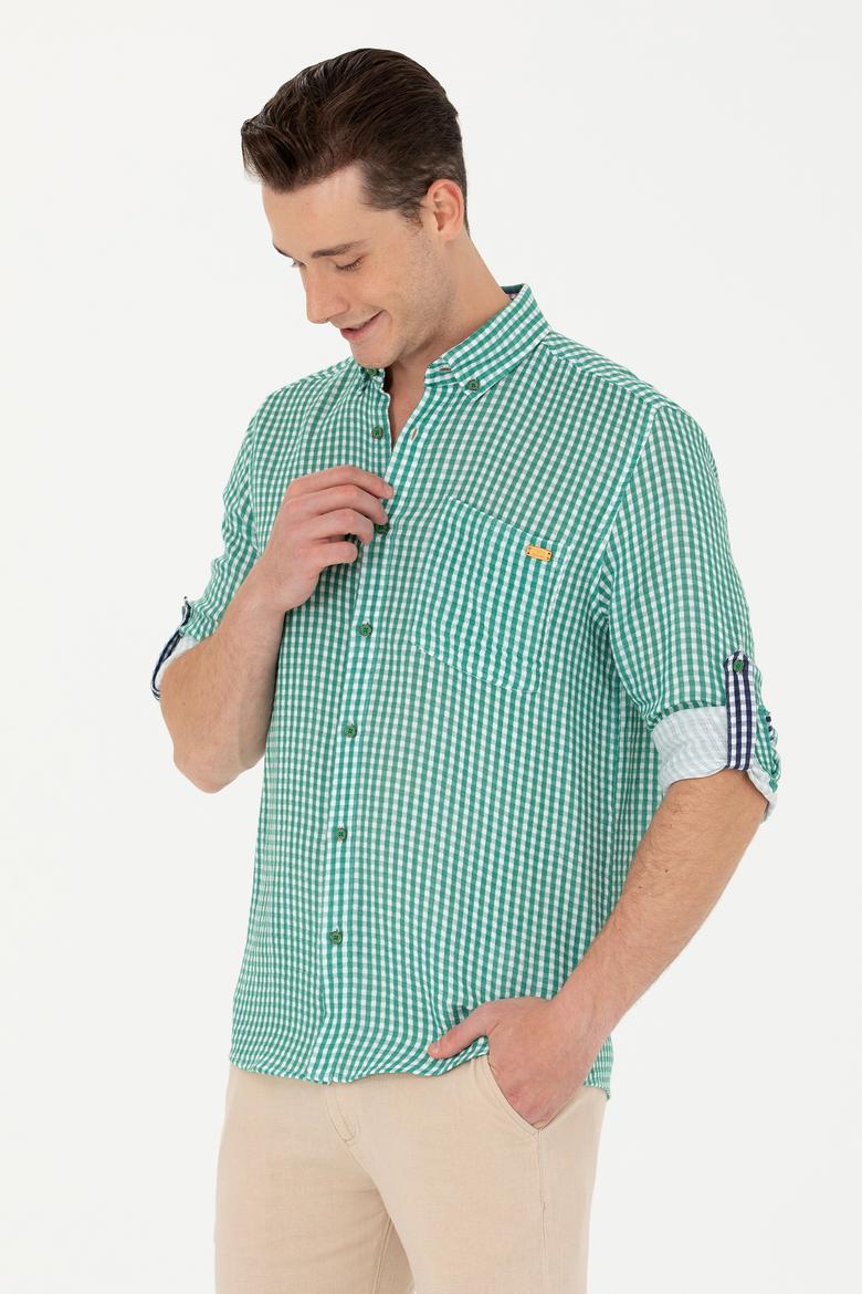 Erkek Yeşil Uzun Kollu Gömlek