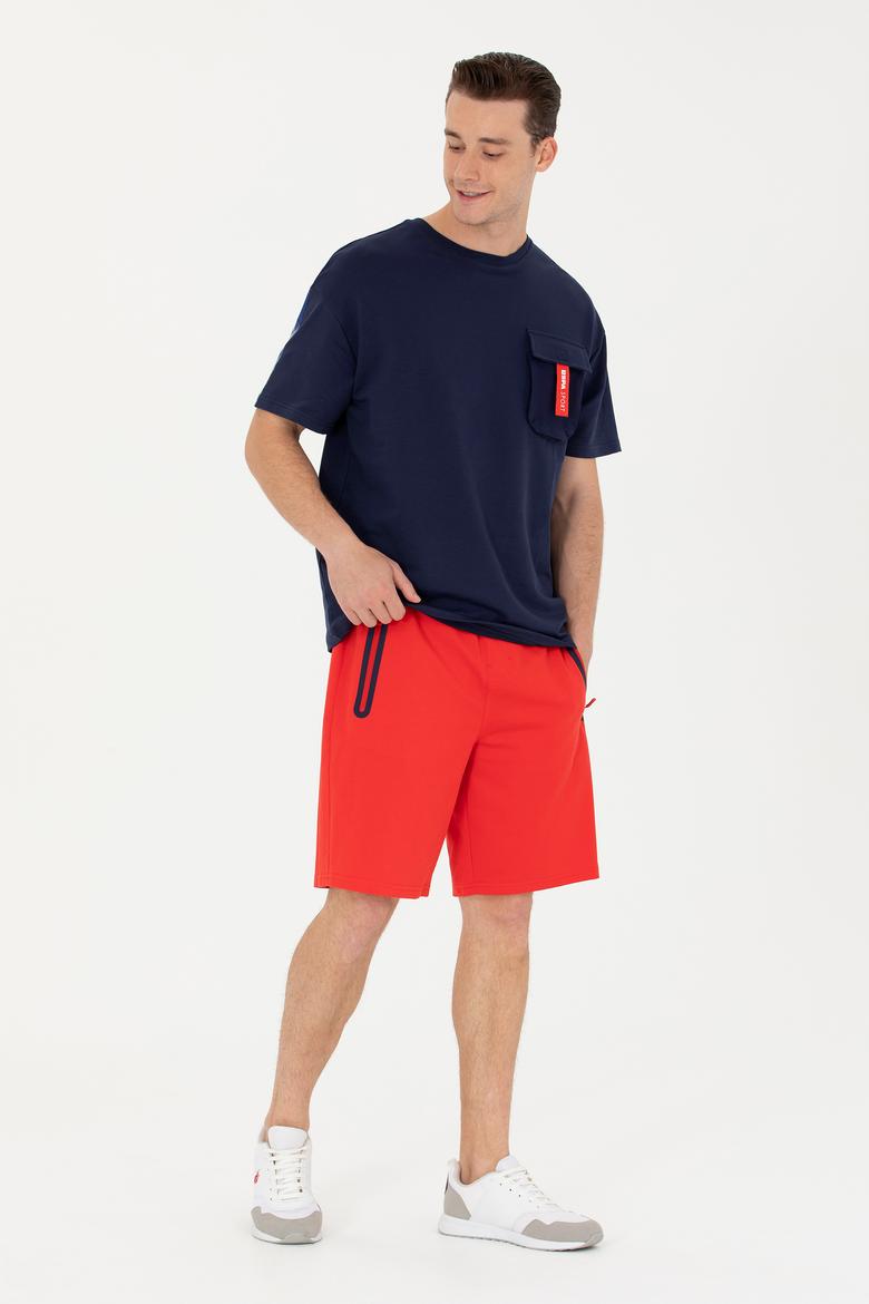 Erkek Kırmızı Örme Şort