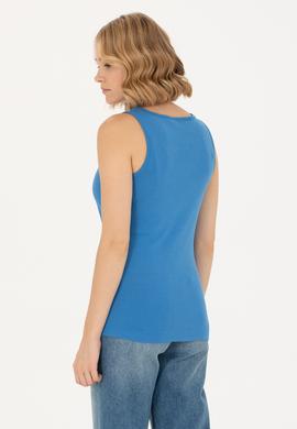 Kadın Saks Basic Bisiklet Yaka Tişört - 50262673116