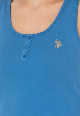 Kadın Saks Basic Bisiklet Yaka Tişört - 50262673116