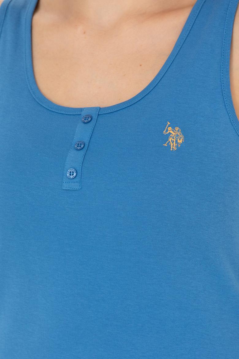 Kadın Saks Basic Bisiklet Yaka Tişört - 50262673116