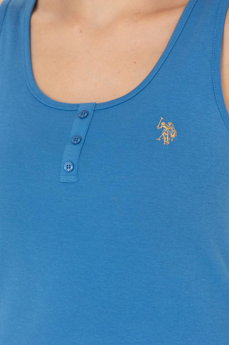 Kadın Saks Basic Bisiklet Yaka Tişört