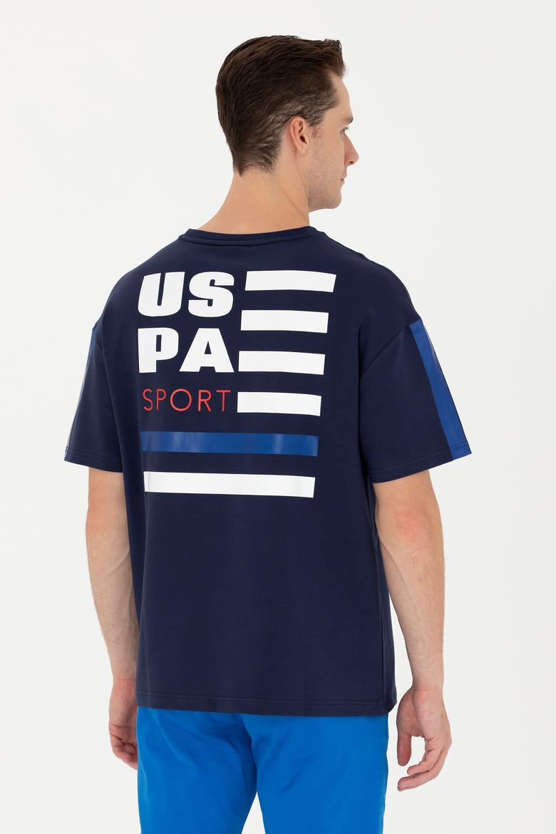 Erkek Lacivert Oversize Bisiklet Yaka Tişört - 50263576006