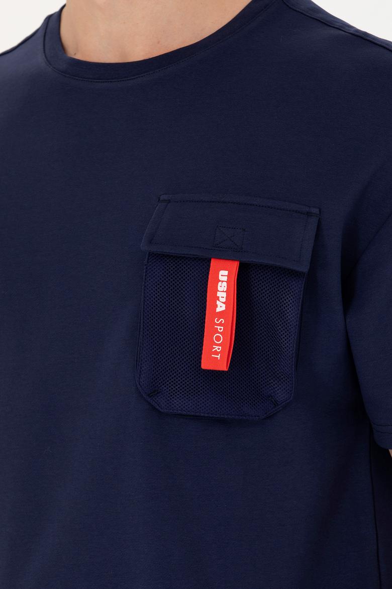 Erkek Lacivert Oversize Bisiklet Yaka Tişört - 50263576006