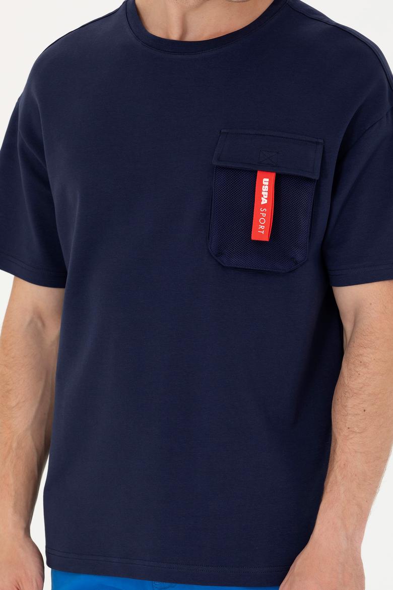 Erkek Lacivert Oversize Bisiklet Yaka Tişört - 50263576006