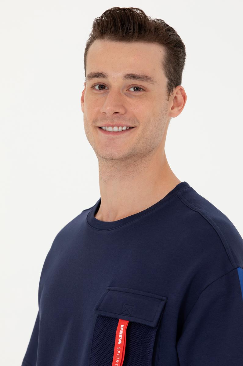 Erkek Lacivert Oversize Bisiklet Yaka Tişört