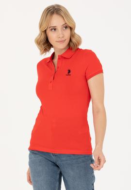 Kadın Kırmızı Basic Polo Yaka Tişört - 50262657063