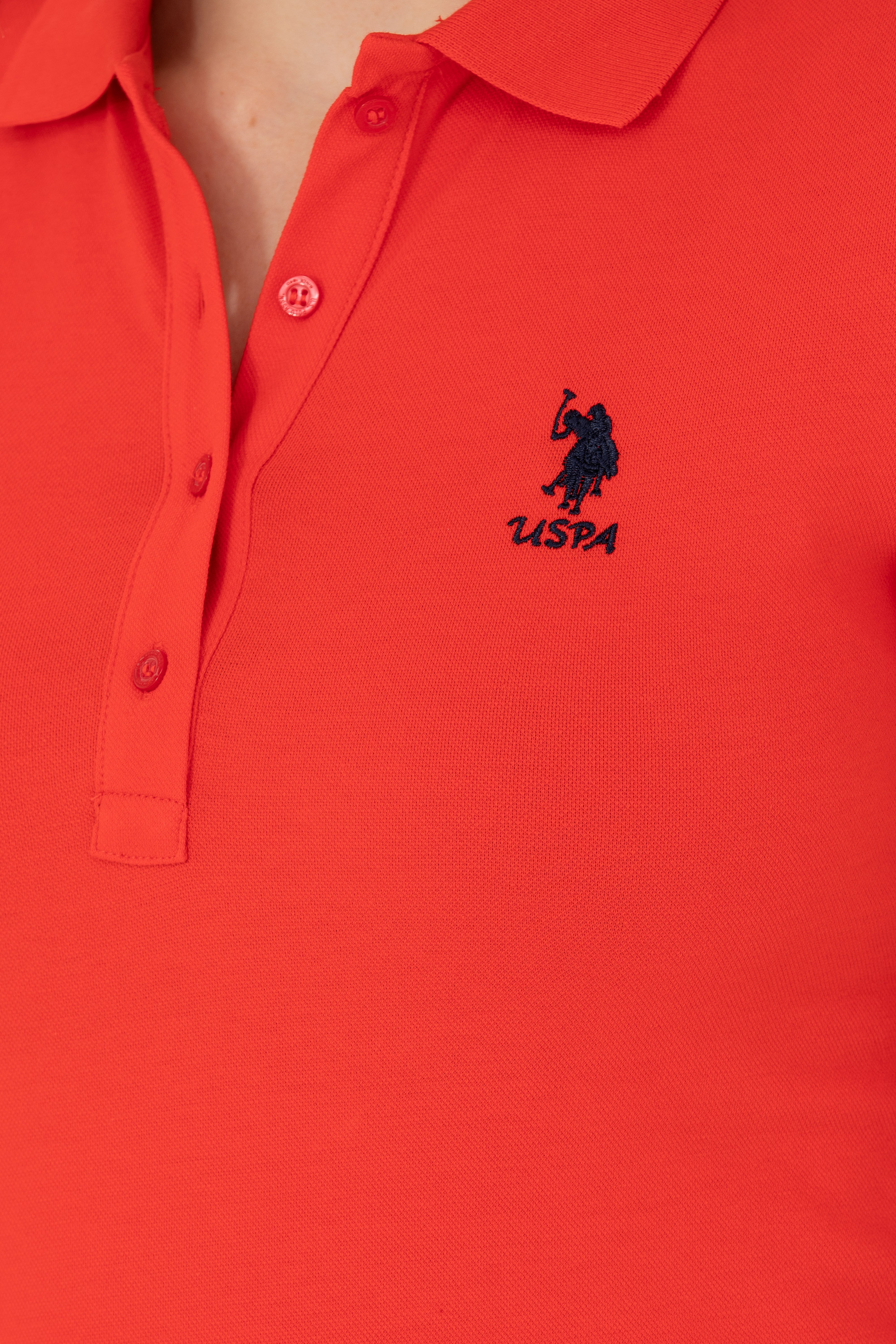 Kadın Kırmızı Basic Polo Yaka Tişört - Image 7