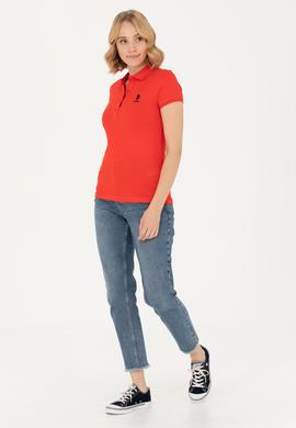 Kadın Kırmızı Basic Polo Yaka Tişört - 50262657063