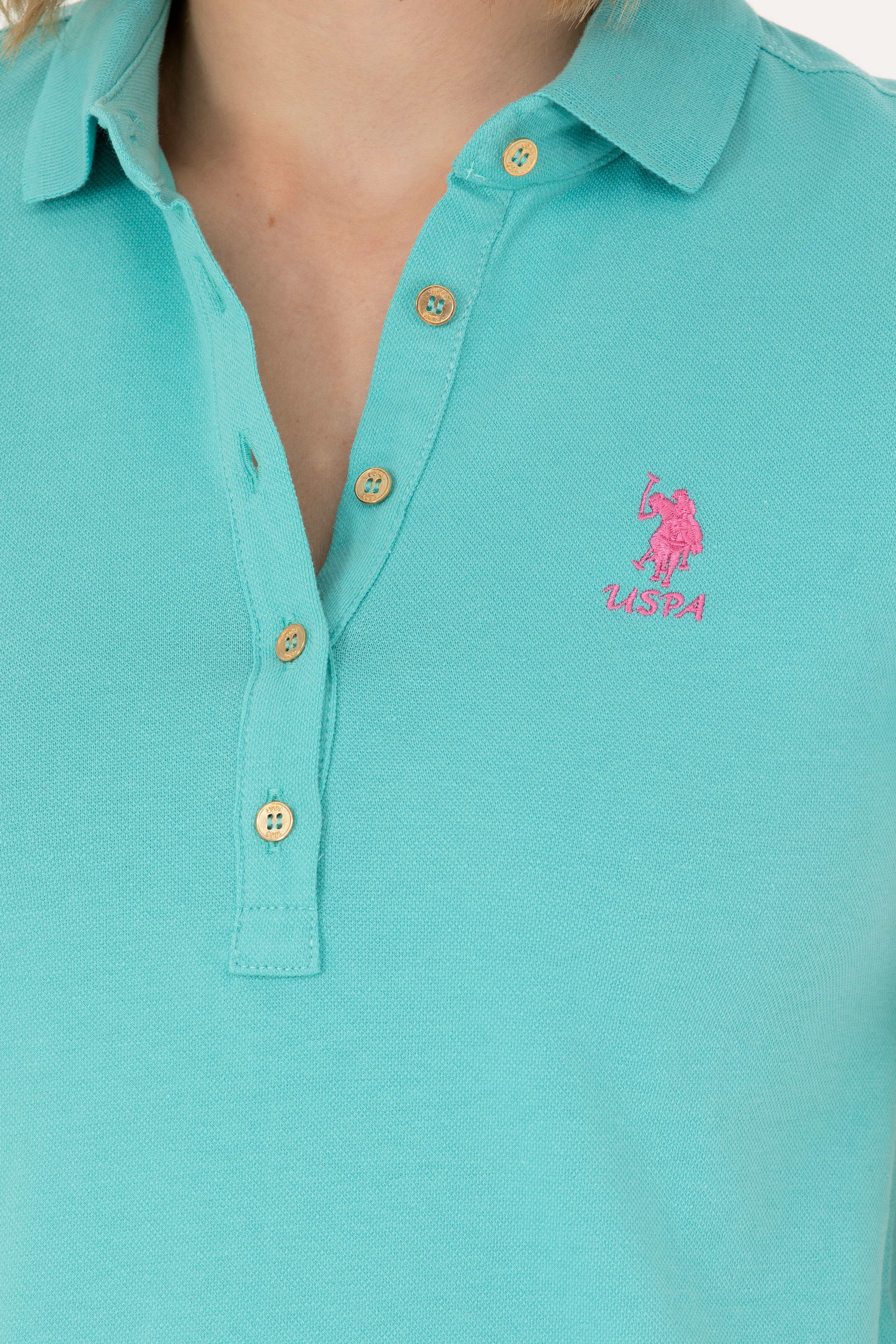 Kadın Mint Polo Yaka Mini Boy Örme Elbise - Image 7