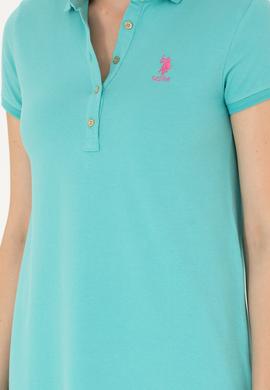 Kadın Mint Polo Yaka Mini Boy Örme Elbise - 50262672106