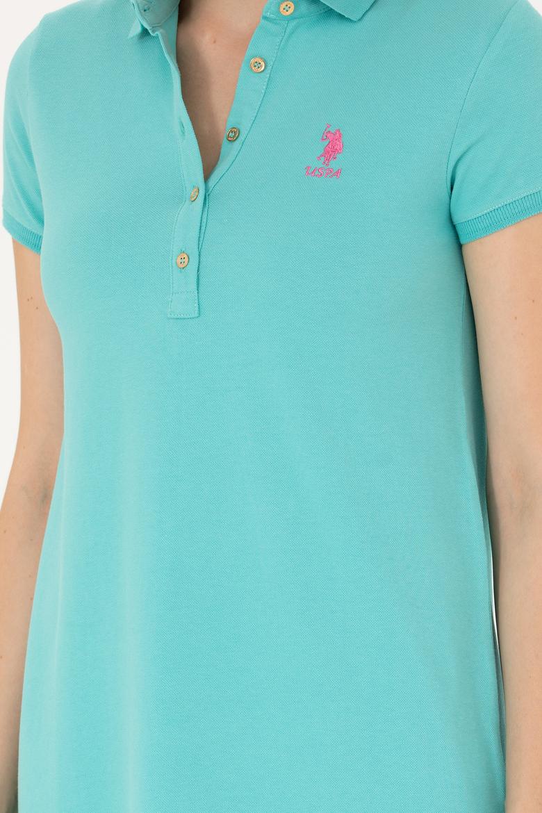 Kadın Mint Polo Yaka Mini Boy Örme Elbise - 50262672106