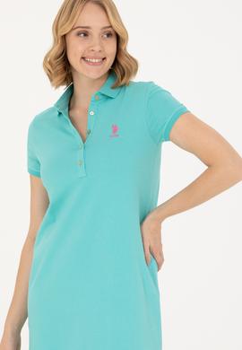 Kadın Mint Polo Yaka Mini Boy Örme Elbise - 50262672106