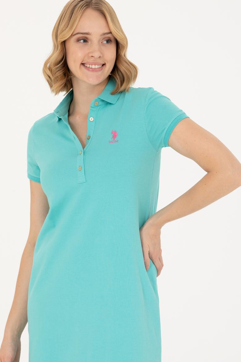 Kadın Mint Polo Yaka Mini Boy Örme Elbise - 50262672106