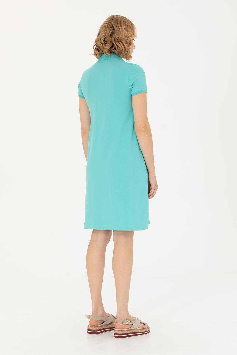 Kadın Mint Polo Yaka Mini Boy Örme Elbise - 50262672106