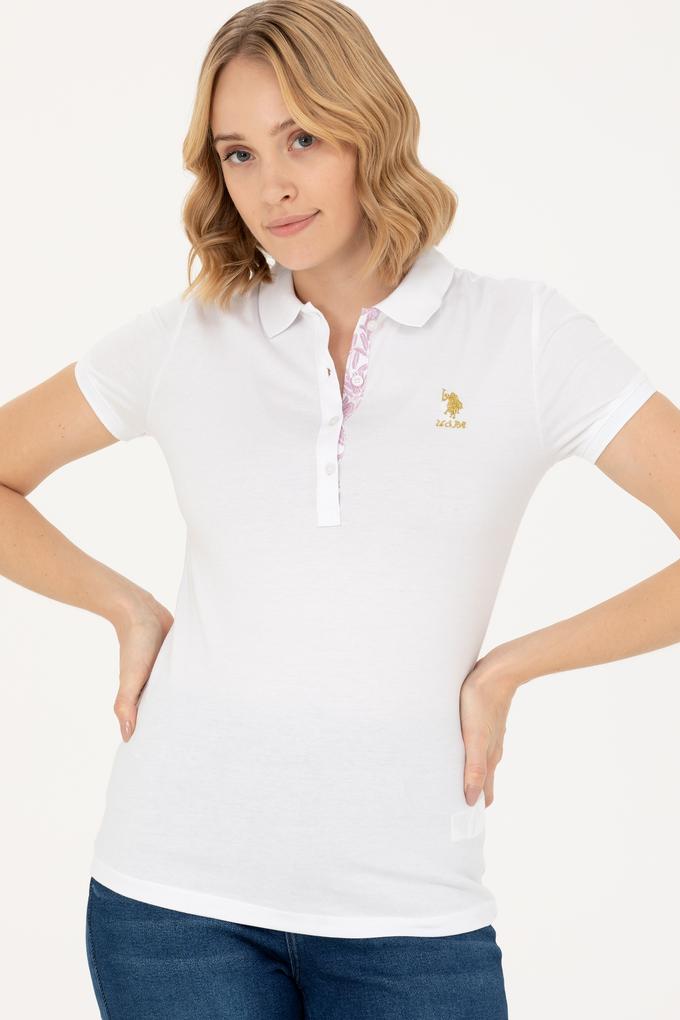 Kadın Beyaz Basic Polo Yaka Tişört