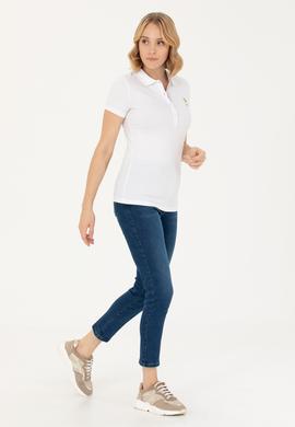 Kadın Beyaz Basic Polo Yaka Tişört - 50262694008