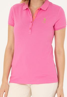 Kadın Pembe Basic Polo Yaka Tişört - 50262694066