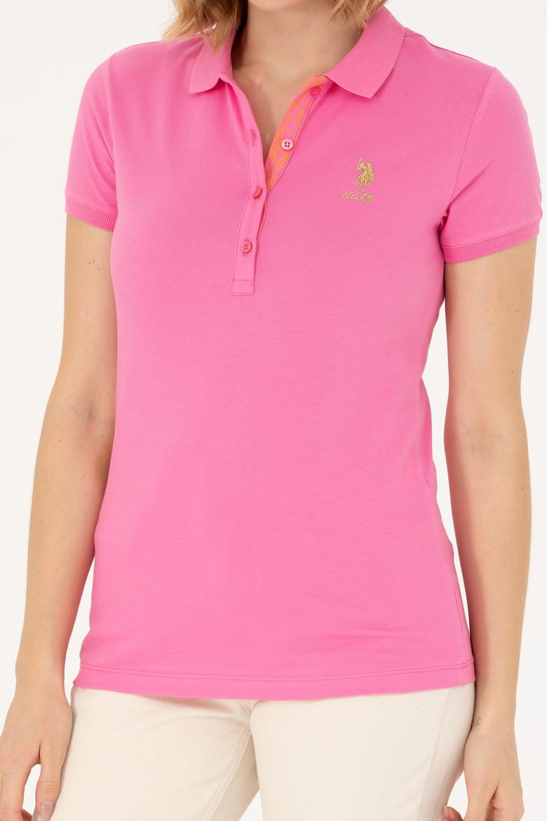 Kadın Pembe Basic Polo Yaka Tişört - 50262694066
