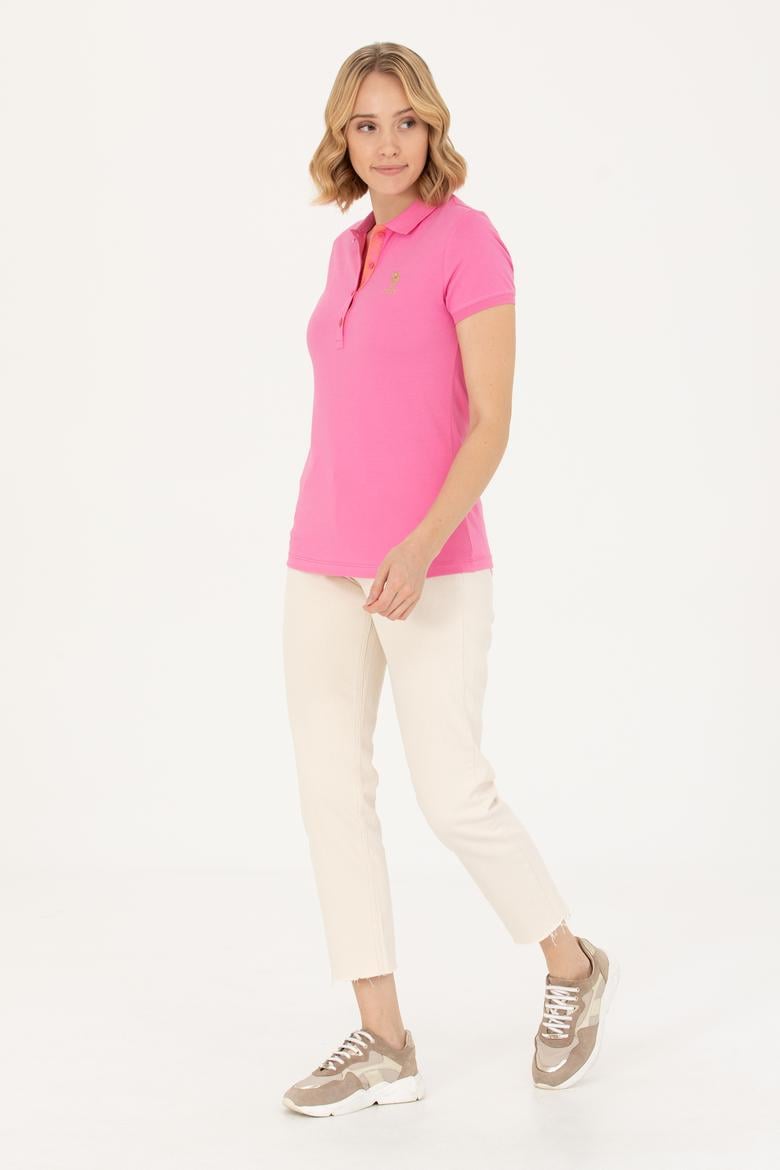 Kadın Pembe Basic Polo Yaka Tişört - 50262694066