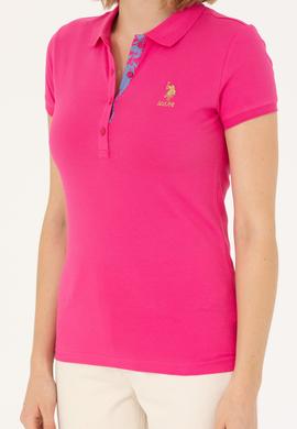 Kadın Fuşya Basic Polo Yaka Tişört - 50262694171