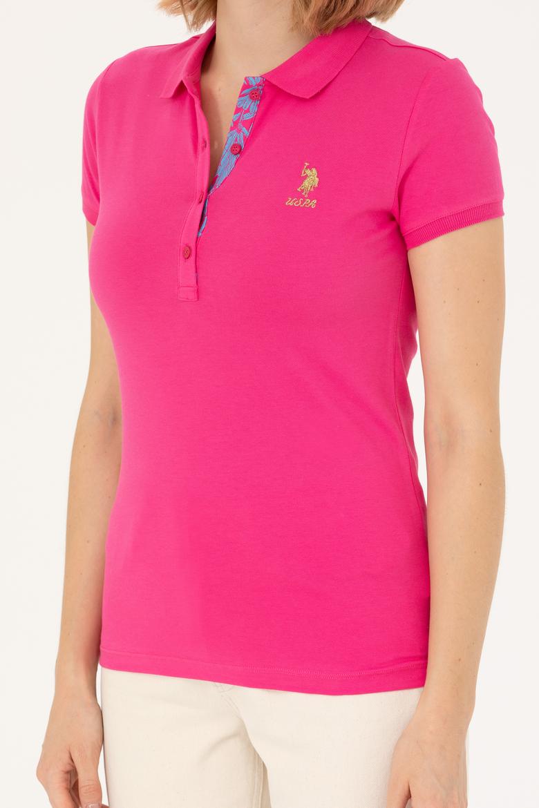 Kadın Fuşya Basic Polo Yaka Tişört - 50262694171