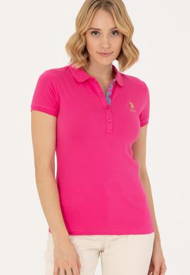 Kadın Fuşya Basic Polo Yaka Tişört - 50262694171