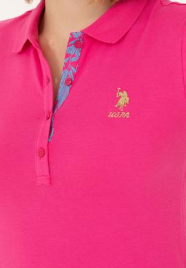 Kadın Fuşya Basic Polo Yaka Tişört - 50262694171