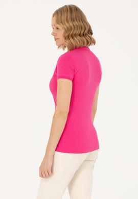 Kadın Fuşya Basic Polo Yaka Tişört - 50262694171