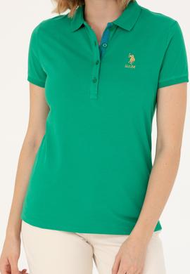 Kadın Yeşil Basic Polo Yaka Tişört - 50262694181