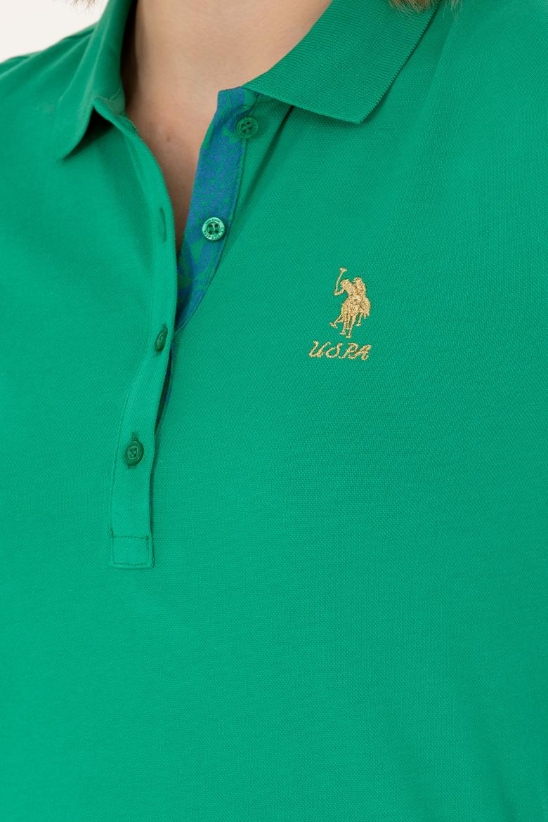 Kadın Yeşil Basic Polo Yaka Tişört - 50262694181