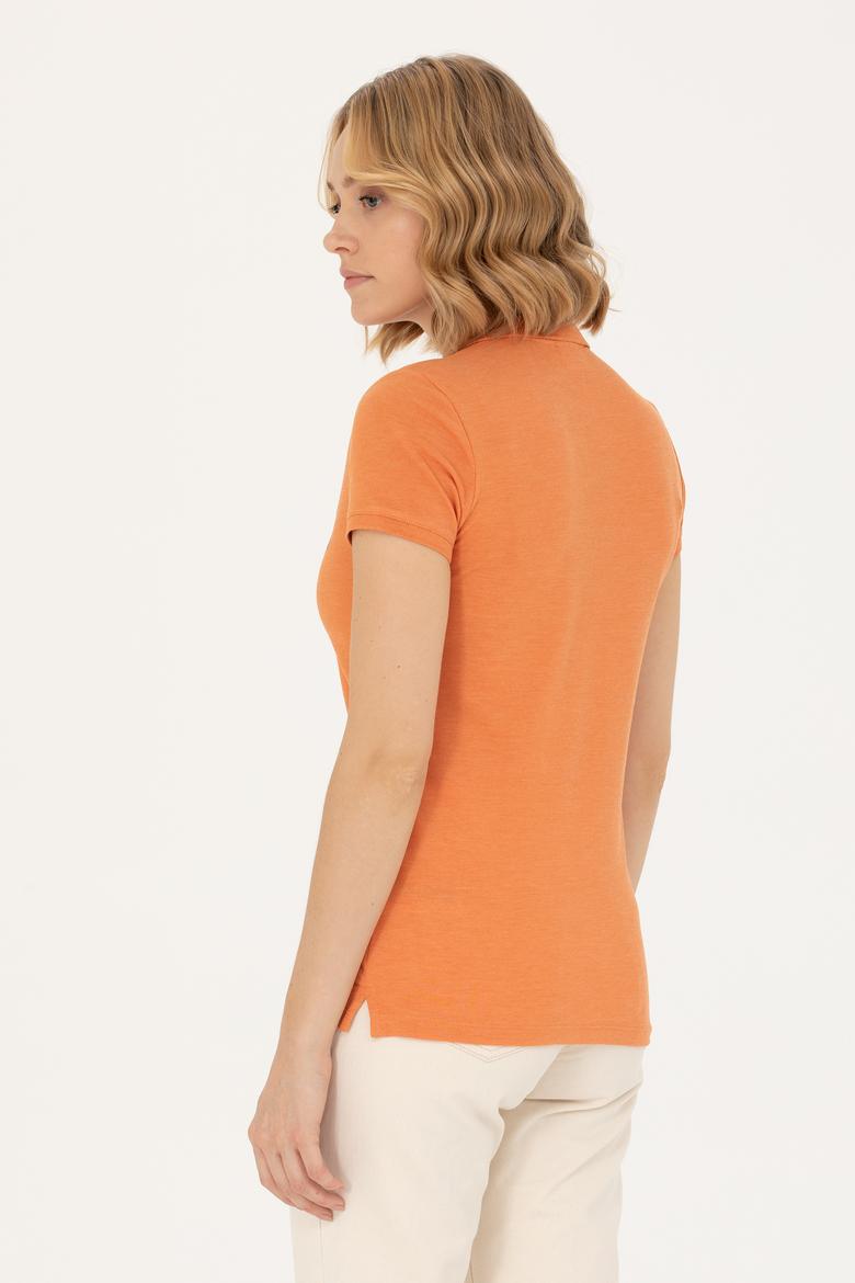 Kadın Kiremit Basic Polo Yaka Tişört - 50262695153