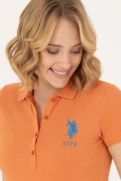 Kadın Kiremit Basic Polo Yaka Tişört