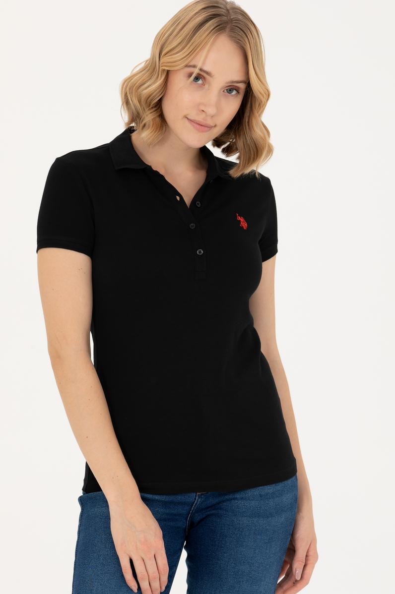 Kadın Siyah Polo Yaka Tişört
