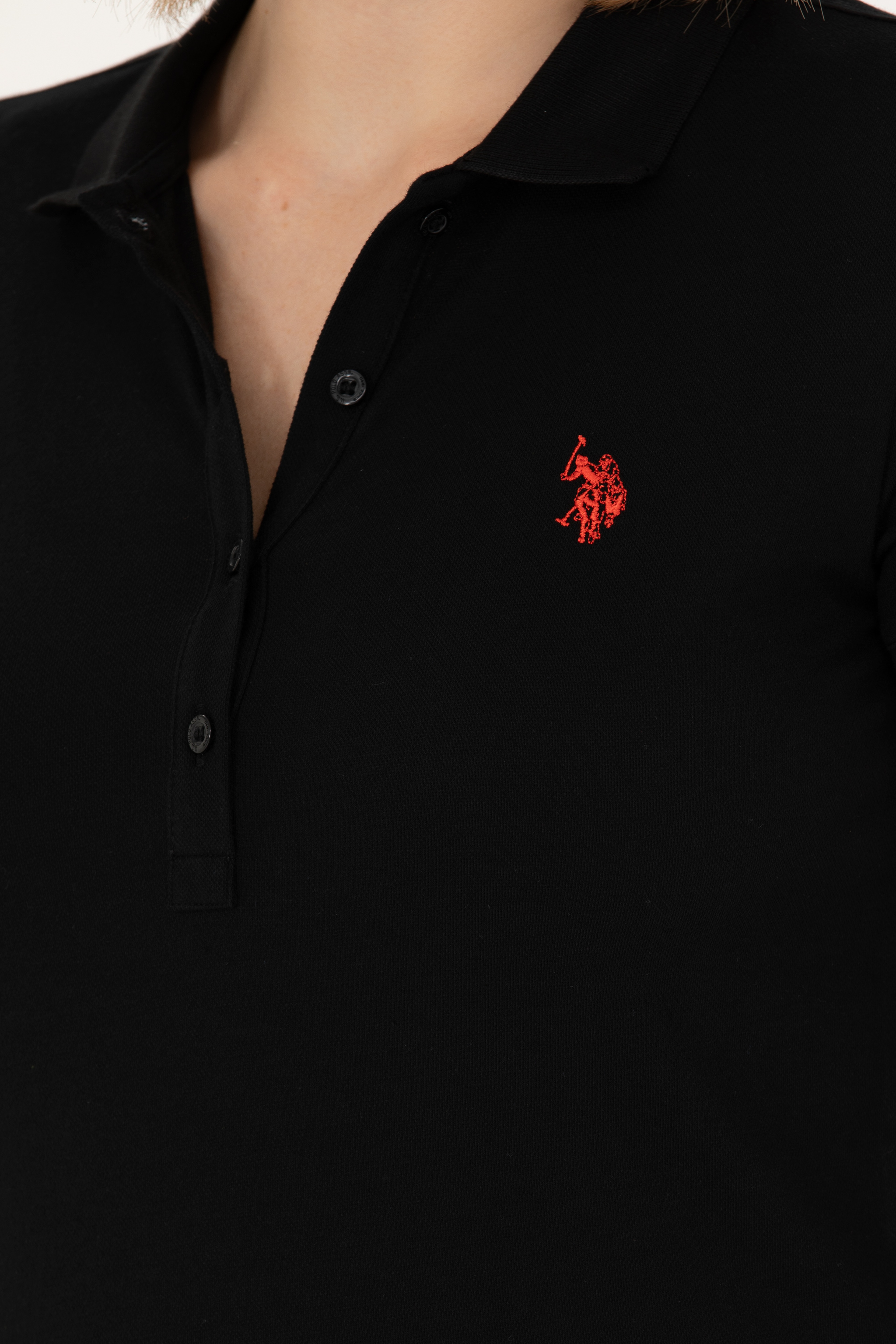 Kadın Siyah Polo Yaka Tişört - Image 7