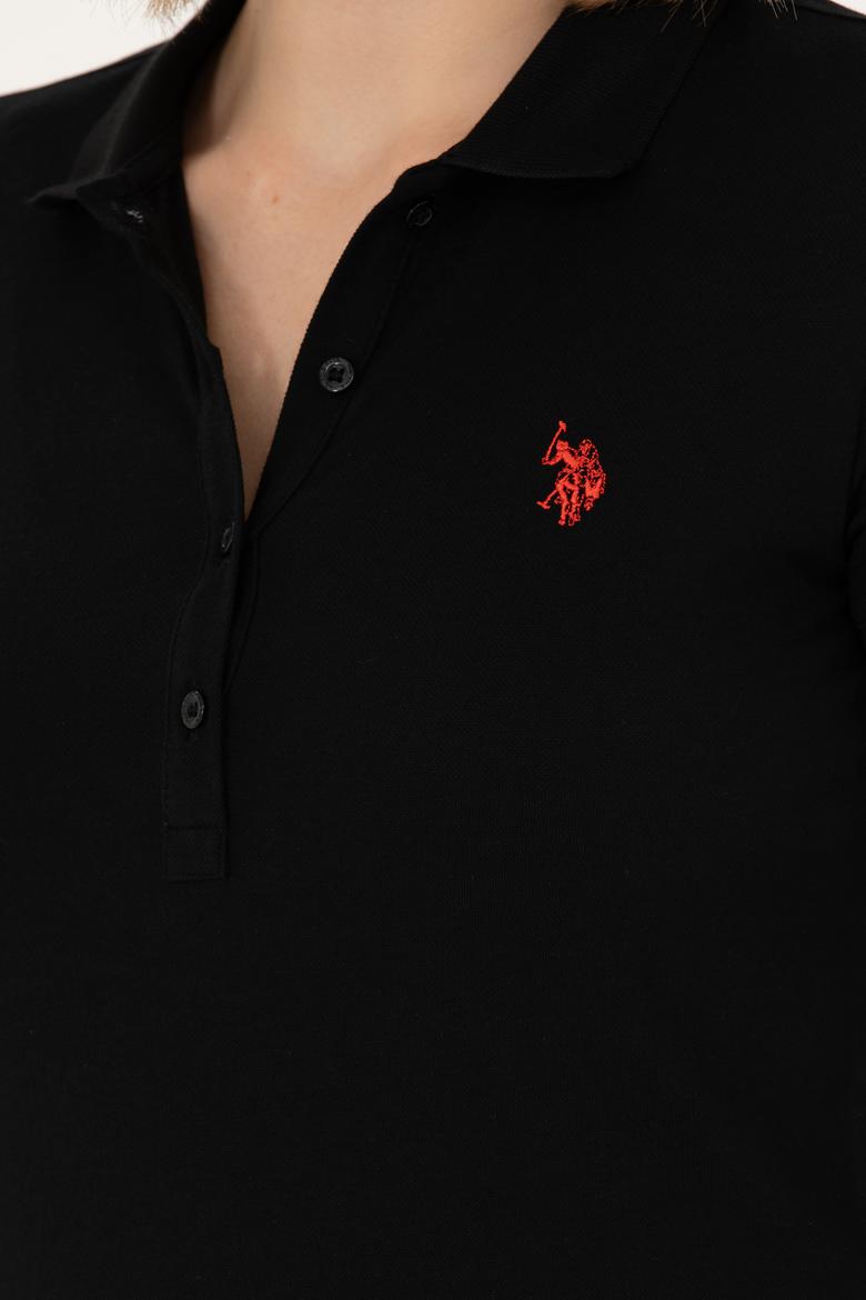 Kadın Siyah Polo Yaka Tişört - 50262716044