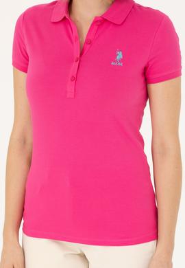 Kadın Fuşya Polo Yaka Tişört - 50262716233